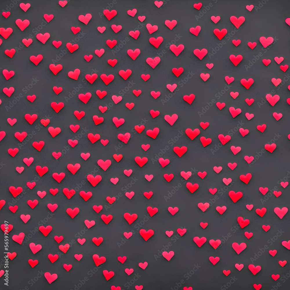 Illustration of red hearts on a black background for valentine's day Generative AI Illustration of red hearts on a black background for valentine's day Generative AI