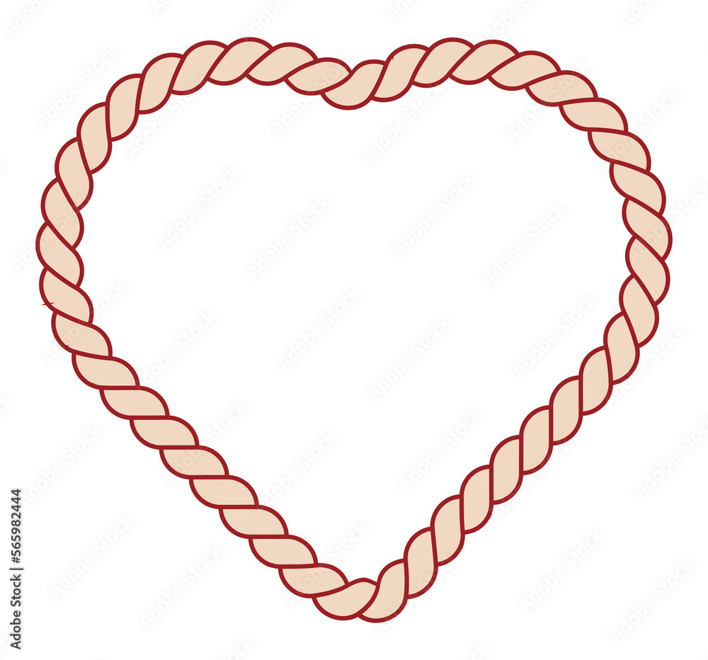 Obraz premium Heart Shape Tied Knot Made of Red Ropes.