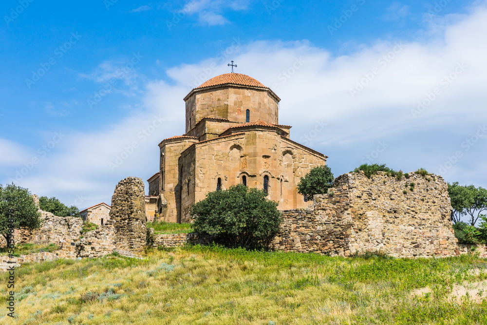 Ancient Jvari Monastery on top of a mountain at the confluence of the Kura and Aragvi near Mtskheta, Georgia