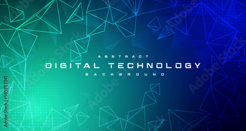 Digital technology banner blue green background concept, cyber technology light effect, abstract tech, innovation future data, internet network, Ai big data, lines dots connection, illustration vector