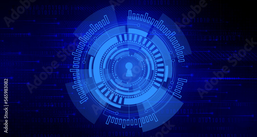 Digital technology secure blue background concept, cyber security access privacy key unlock, abstract tech innovation future data, crime hacker big data safe, network connection, illustration vector