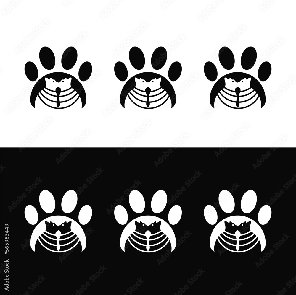 Fototapeta premium Black and white cat animal vector logo design . Cat icon . Cat silhouette 