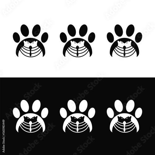 Black and white cat animal vector logo design  . Cat icon . Cat silhouette  photo