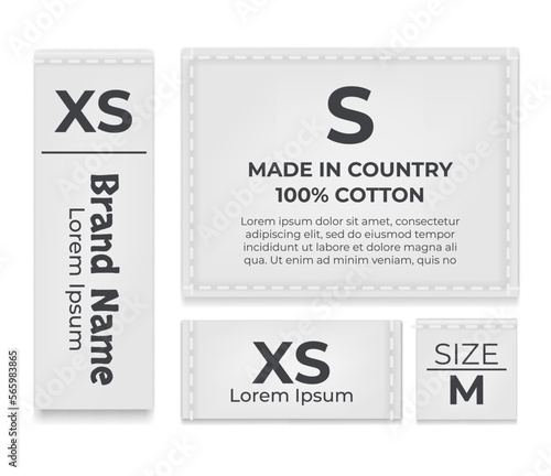 Label tag wash instruction cloth care fabric cotton isolated set. Vector graphic design illustration