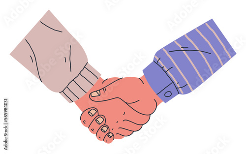 Hand shake vector business partner handshake cartoon partnership deal set. Vector cartoon graphic design element illustration