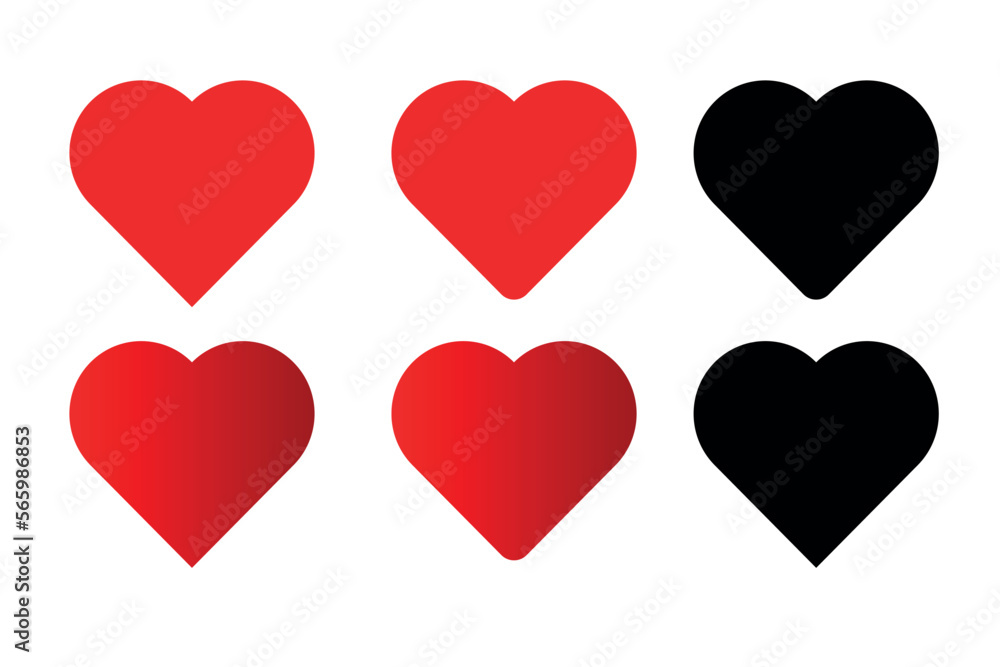 set of red and black hearts set of red and black hearts