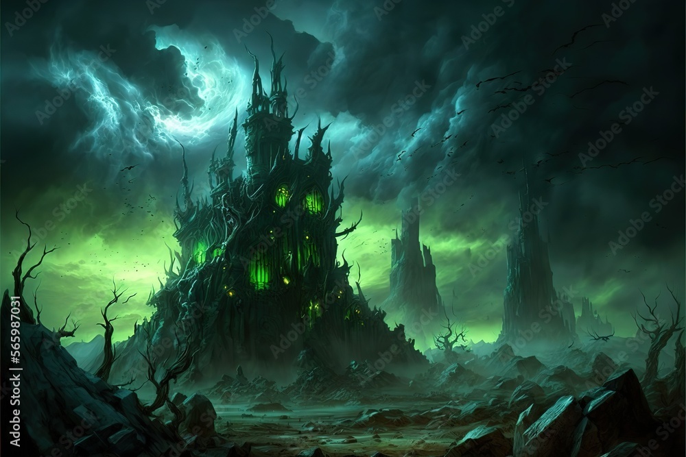 Dark fantasy landscape, dark world background