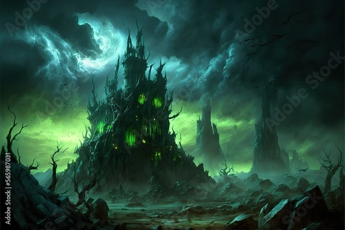 Dark fantasy landscape, dark world background