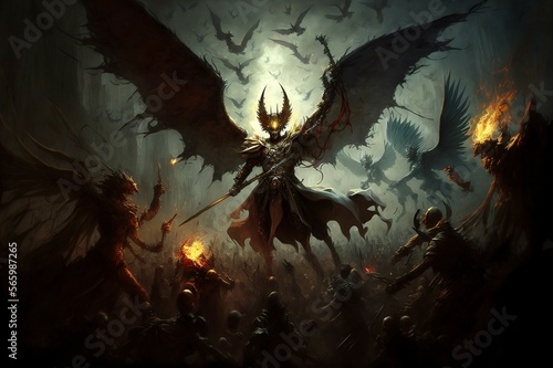 The demon army commander preparing for a fight, AI generative