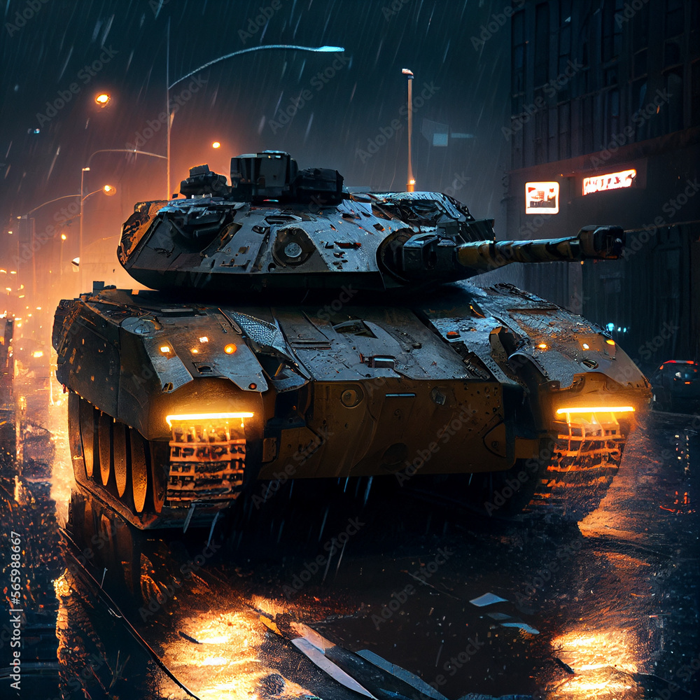 Leopard 2 tank in the city Leopard 2 tank in the city