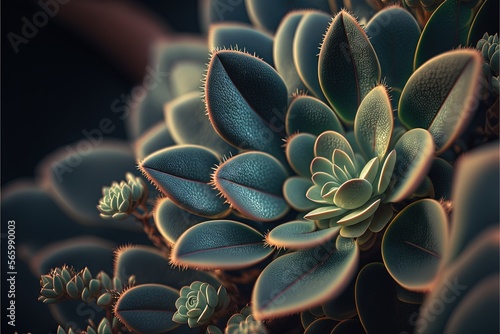  a close up of a bunch of plants with leaves on it's back end and the top of the plant with green leaves on it's back end.  generative ai photo