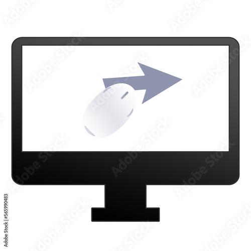 illustrazione di computer da tavolo con mouse e puntatore su sfondo trasparente photo