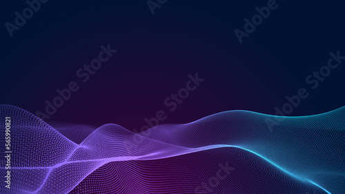 Abstract dot blue purple wave gradient texture technology background.
