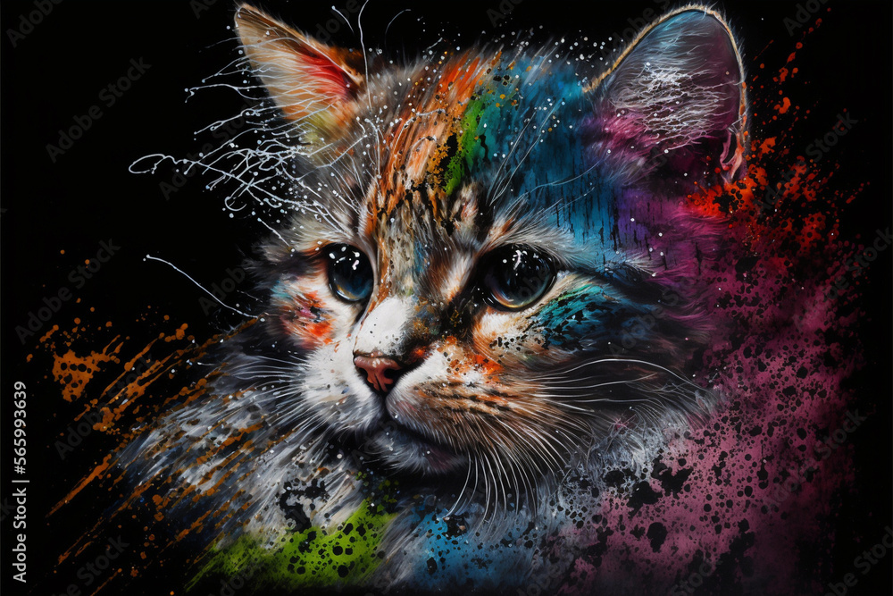 kot, abstrakcja, abstrakcyjny, malowany 2 - obrazy, fototapety, plakaty 