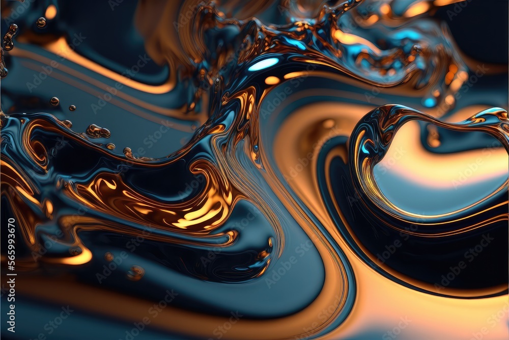 Blue and Gold Fluid color background