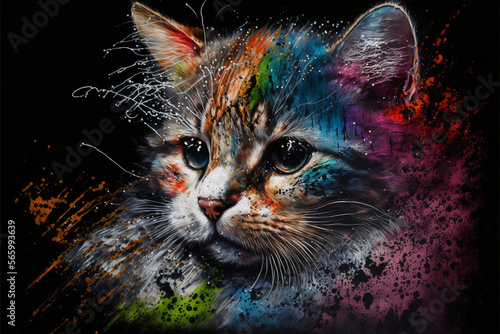 kot, abstrakcja, abstrakcyjny, malowany 2 #565993639