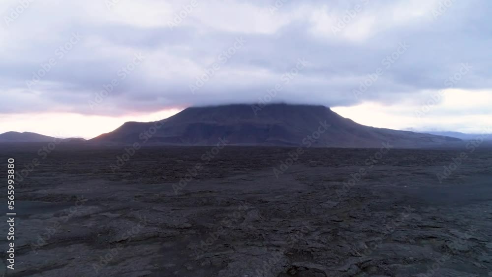 Aerial video of Herðubreið mountain in Iceland highlands at sunset, peaceful Aerial video of Herðubreið mountain in Iceland highlands at sunset, peaceful