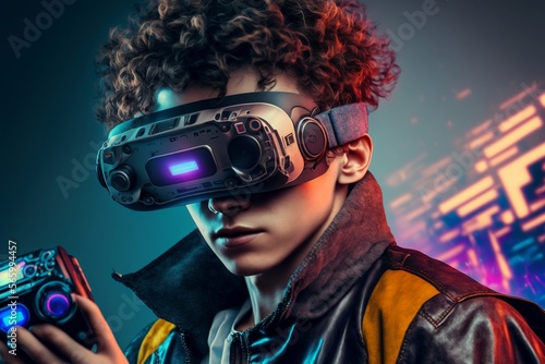 future game and digital entertainment technology, VR sports games virtual reality recreation, teenagers playing virtual cyberspace games, NFT game activity lifestyle of future