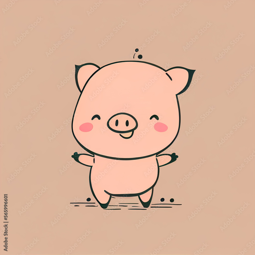 Cartoon funny pig. Joyful pig.. Cartoon funny pig. Joyful pig..
