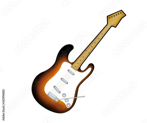 Vintage retro electric guitar. Guitar representative of current rock and roll and heavy metal. A classic of pop instruments.