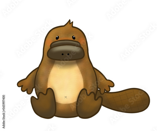 A cute drawing of a platypus.