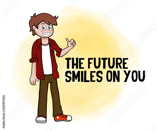 The future smiles on you: happy and proud teenager wearing sneakers.