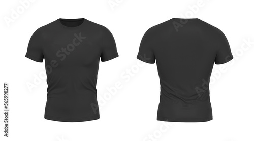 Black Men's t shirt with round neck. Fitness, sports t-shirt. 