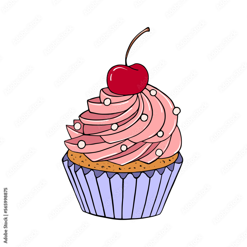 Cupcake hand drawn. Vector illustration. Cupcake hand drawn. Vector illustration.