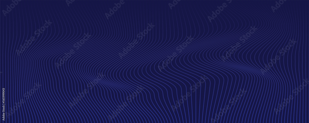 Background design with diagonal dark blue stripes pattern, wave lines, technology design