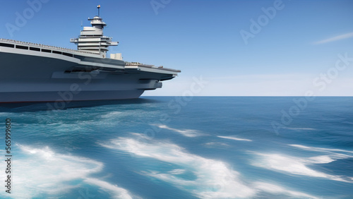aircraft carrier in the ocean, naval battle, war, Generative AI © Francisco