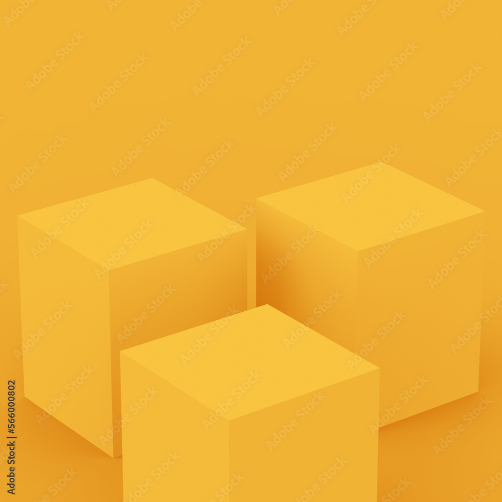 Abstract 3d yellow cube and box podium minimal scene studio background. Abstract 3d yellow cube and box podium minimal scene studio background.