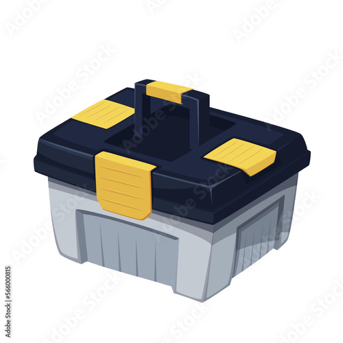 Repair toolbox vector illustration. Cartoon isolated box with toolkit of construction worker and maintenance service, plastic case with mechanic tools and equipment of repairman and carpenter