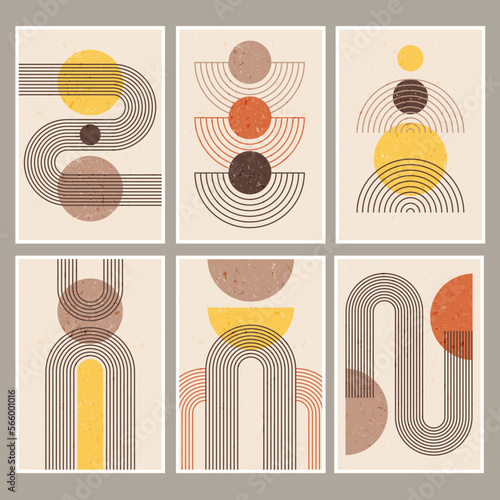 Arch forms. Abstract geometric waveforms graphic lines minimalists shapes recent vector rainbows templates