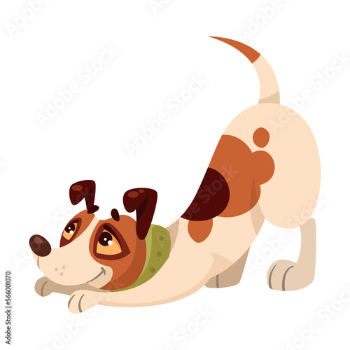 Funny Dog with Spotted Coat and Collar Playing as Domestic Pet Vector Illustration