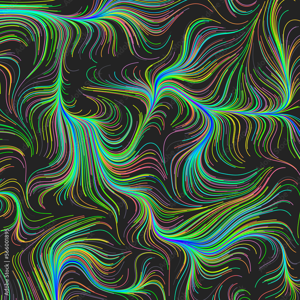 Fototapeta premium Abstract Dark Background with Flow Field of Lines