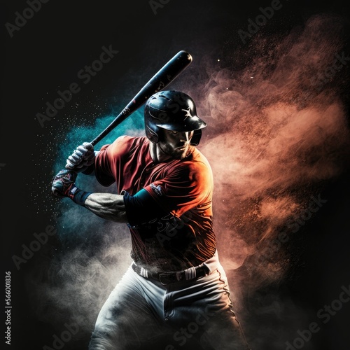 baseball player at bat - created with generative AI photo