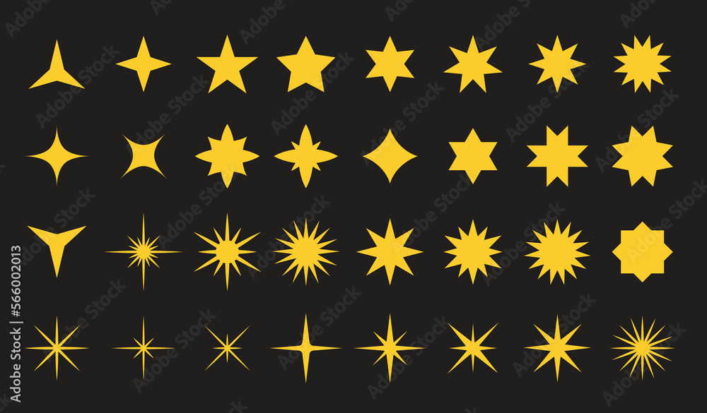 A vector collection of Star shapes for artwork compositions A vector collection of Star shapes for artwork compositions
