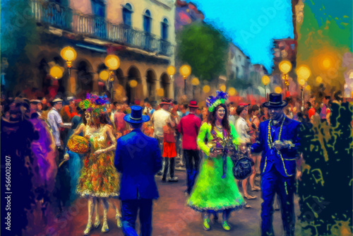 Impressions of Mardi Gras Carnival   Street Art in Impressionism Style © Calymera