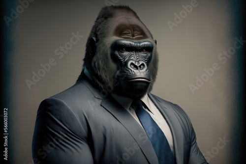 Portrait of a gorilla in a business suit