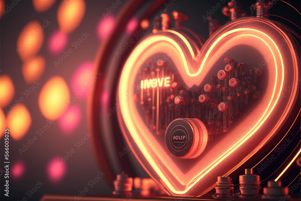 Blank background to a valentine's day message, futuristic, high-quality, professional modern lighting setup, neon, music, love, sparks, bokeh, professional photography,
