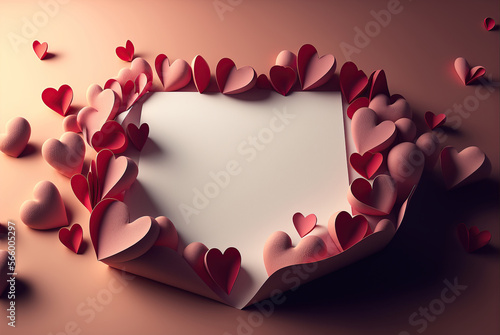 Blank background letter to write a valentine's day message. Color paper.