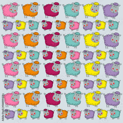 Fondo con ovejas de colores.