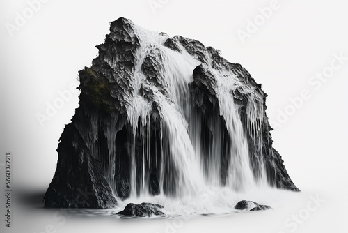 fine art white background with minimalistic waterfall,generative ai. photo