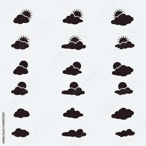 silhouette Weather icons set thunder storm rain vector illustration