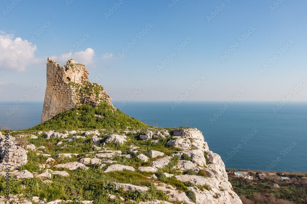 SASSO'S TOWER IS A WORK OF FORTIFICATION AND DEFENSE OF THE ADRIATIC COAST OF SALENTO - TRICASE, SALENTO, ITALY,
