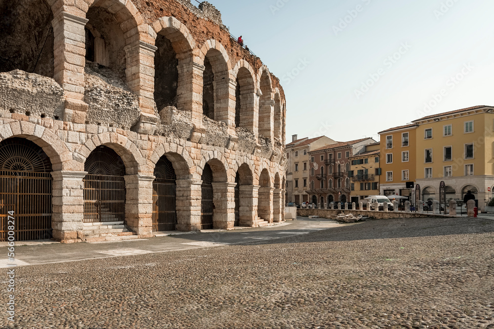 photo taken in Verona, in detail we see the historic arena of Roman origin, today a place of international events