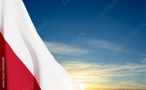 Poland flag on background of sky. Patriotic background. EPS10 vector