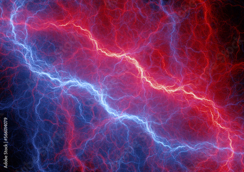 Hot red and cold blue electrical lightning background