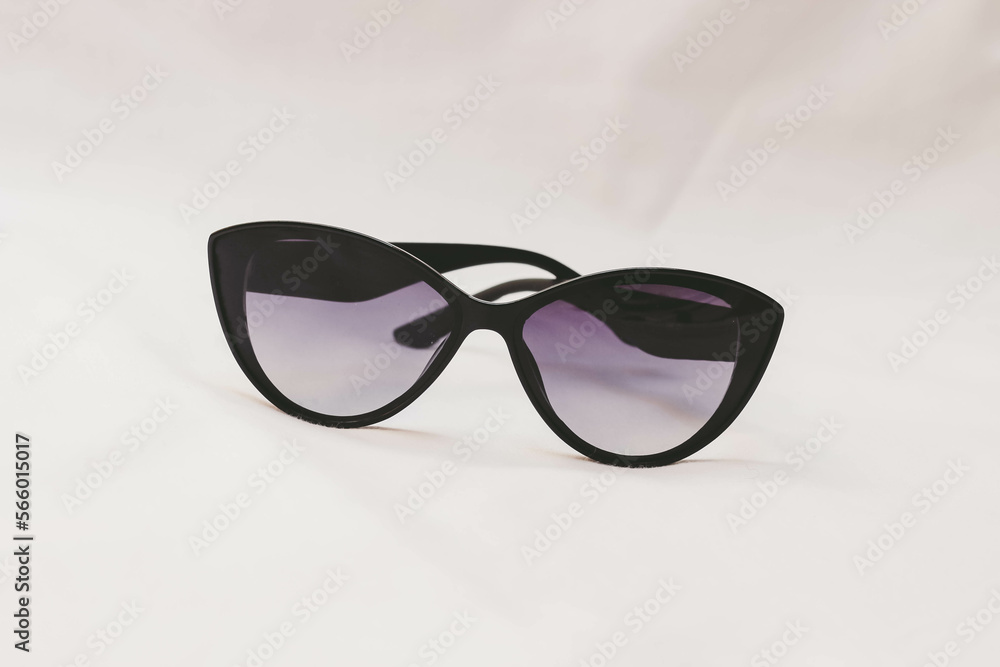 Black sunglasses on white background. Black sunglasses on white background.