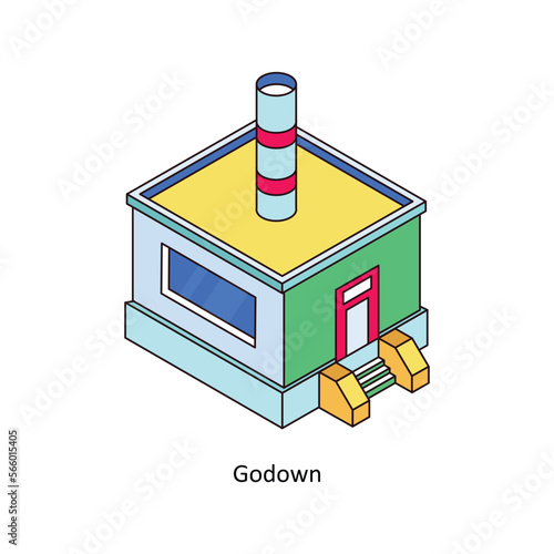 Godown Vector Isometric Filled Outline icon for your digital or print projects. stock illustration